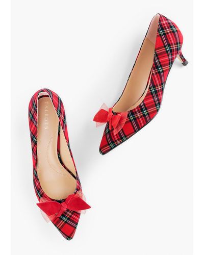 Talbots Sylvie Bow Kitten Heel Court Shoes - Red