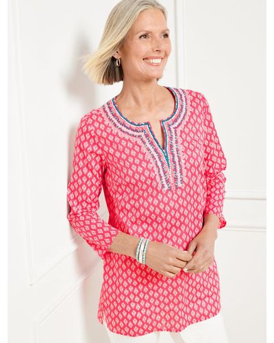 Talbots Embroidered Tunic Top - Pink