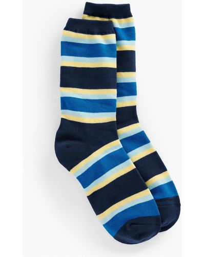 Talbots Wide Stripe Trouser Socks - Blue