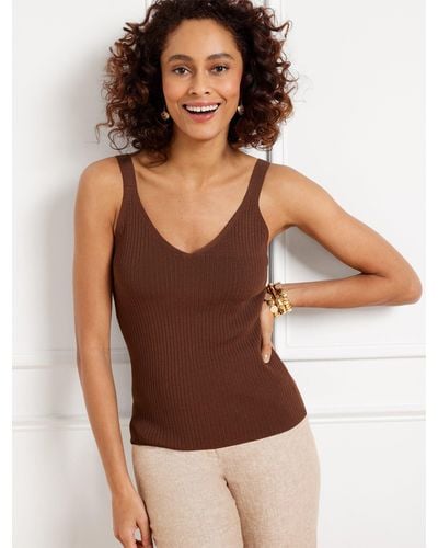 Talbots Ribbed Sweater Tank Top - Brown