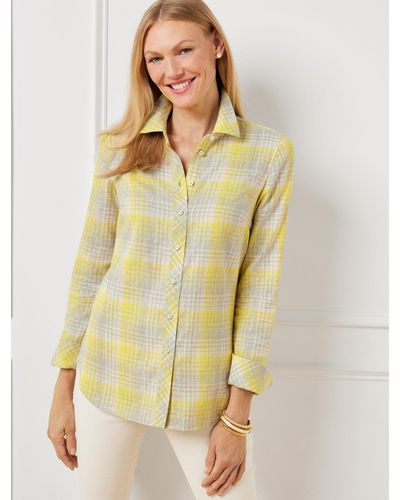 Talbots Cotton Button Front Shirt - Yellow
