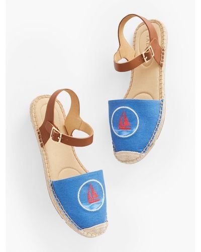 Talbots Izzy Embroidered Espadrille Flats - Blue