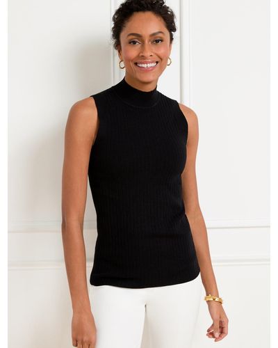 Talbots Ribbed Mockneck Shell Sweater - Black