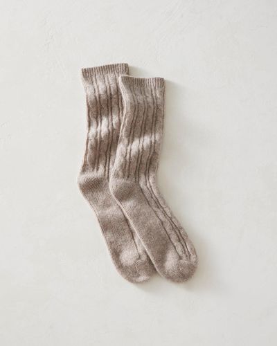 Talbots Cashmere Blend Cable Knit Socks - White