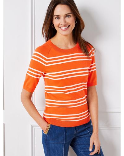 Talbots Elbow Sleeve Pullover Sweater - Orange