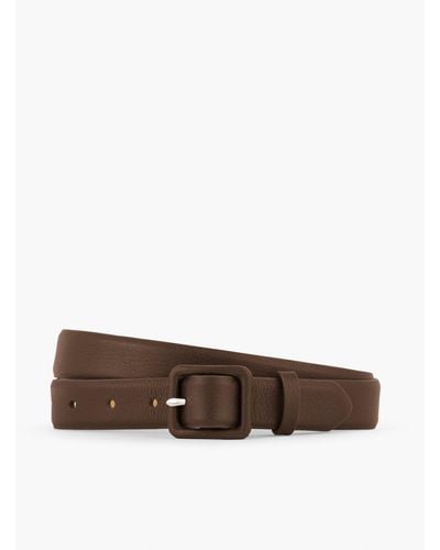 Talbots Soft Pebble Leather Covered Buckle Belt - Brown