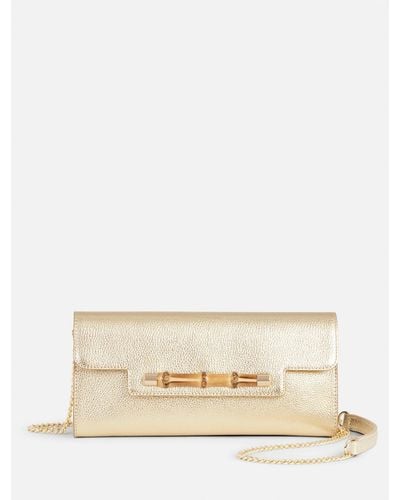 Talbots Metallic Leather Bamboo Clutch - Natural
