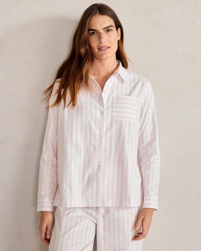 Talbots Organic Cotton Flannel Striped Pyjama Shirt - White