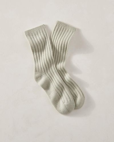Talbots Cashmere Blend Ribbed Socks - White