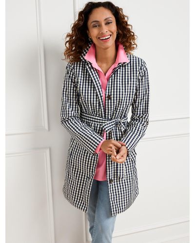 Talbots Gingham Belted Mac Coat - Gray