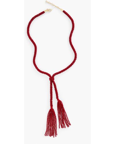 Talbots Beaded Tassel Necklace - Red