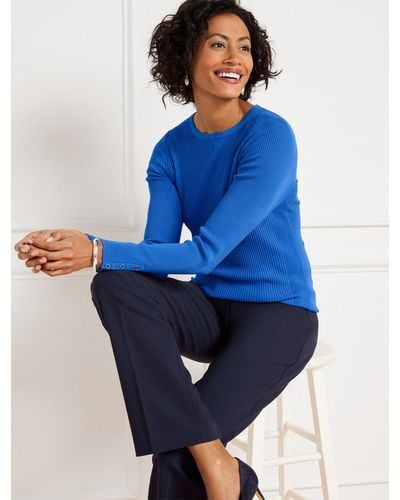 Talbots Ribbed Crewneck Pullover Sweater - Blue