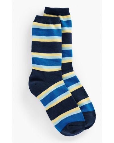Talbots Wide Stripe Trouser Socks - Blue