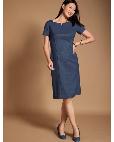 Talbots Luxe Italian Stretch Flannel Sheath Dress - Blue