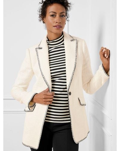 Talbots Contrast Stitch Classic Blazer - Natural