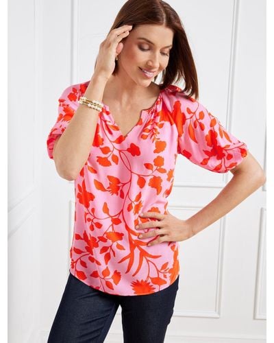 Talbots Elbow Sleeve Top - Red