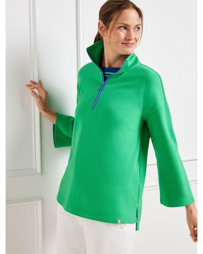 Talbots Tech Piqué Half-zip Pullover Sweater - Green