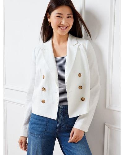 Talbots Cropped Linen Jacket - White