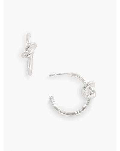 Talbots Knot Sterling Silver Hoop Earrings - White