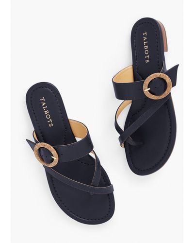 Talbots Gia Buckle Soft Nappa Leather Sandals - Blue