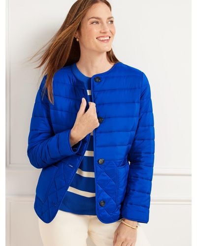 Talbots Quilted Collarless Jacket - Blue