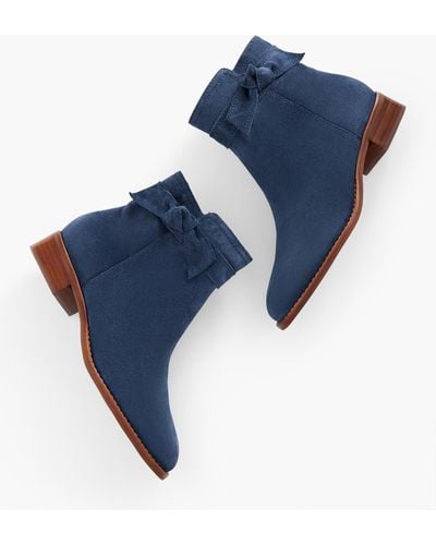 Talbots Tish Bow Ankle Boots - Blue