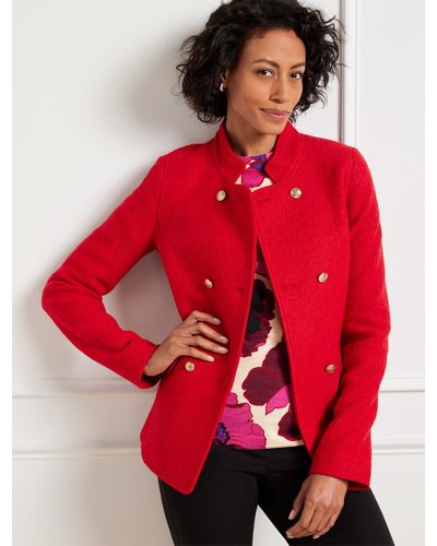 Talbots Double Breasted Boiled Wool Blend Coat - Red