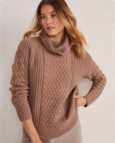 Talbots Braided Cable Knit Jumper - Brown