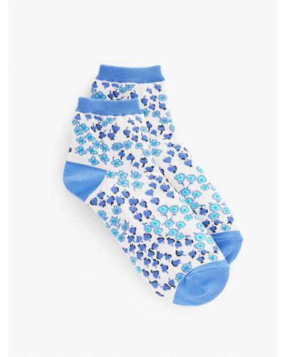 Talbots Lovely Floral Crew Socks - Blue
