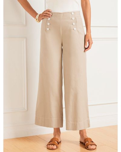 Talbots Wide Leg Sailor Trousers - Natural