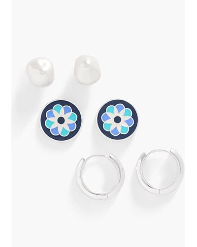 Talbots Enamel Stud Earring Set - Blue