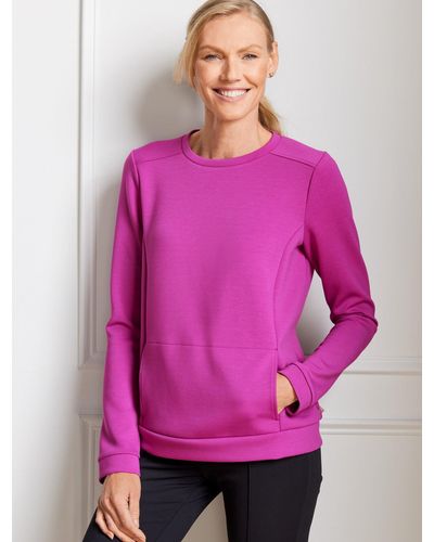 Talbots Pleated Back Modern Scuba Pullover Sweater - Pink
