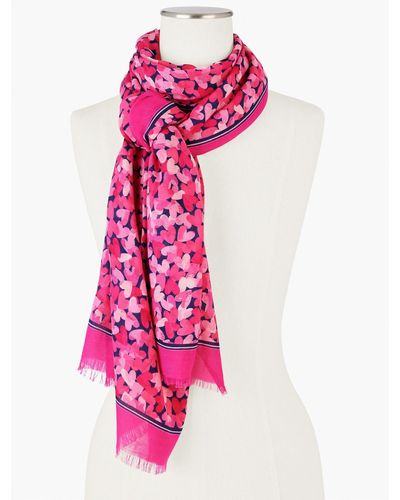 Talbots Blended Hearts Oblong Scarf - Pink