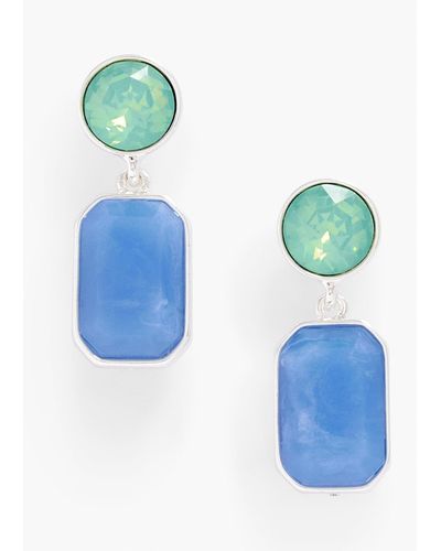 Talbots Crystal Stones Drop Earrings - Blue