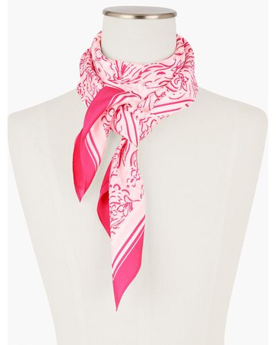 Talbots Painted Paisley Silk Square Scarf - Pink