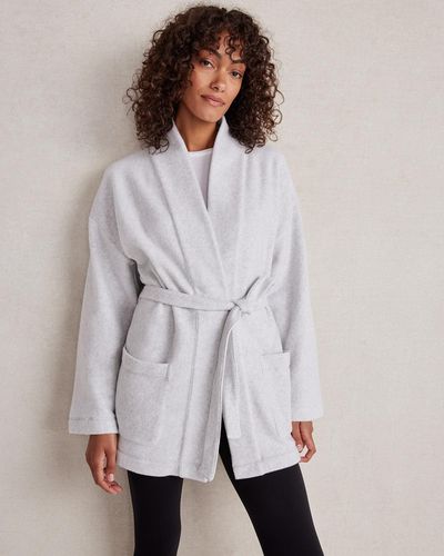 Talbots Comfort Fleece Wrap Cardigan Jumper - White