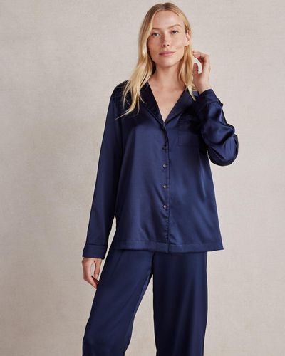 Talbots Washable Silk Pyjama Shirt - Blue