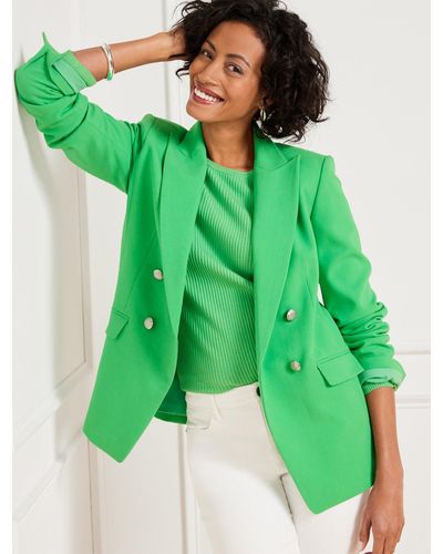 Talbots Tailored Stretch Double Breasted Blazer - Green