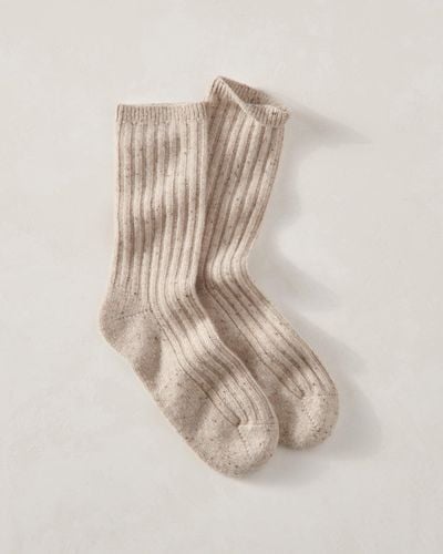 Talbots Cashmere Blend Ribbed Socks - Natural