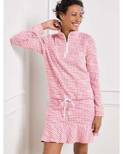 Talbots Picnic Jacquard Half-zip Pullover Sweater - Pink