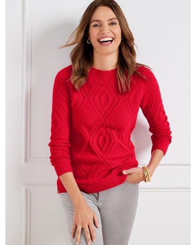 Talbots Open Cable Knit Bateau-neck Sweater - Red