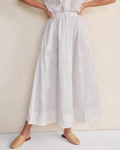 Talbots Organic Cotton Embroidered Voile Skirt - Natural