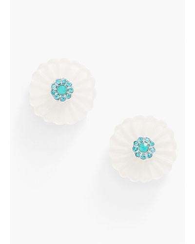 Talbots Carved Floral Stud Earrings - Blue