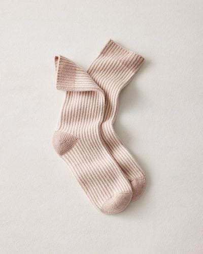Talbots Recycled Cashmere Blend Cable Knit Socks - Natural