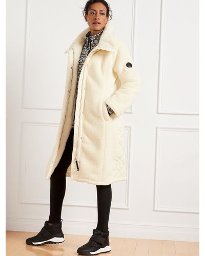 Talbots Quilted Detail Cozy Sherpa Coat - Natural