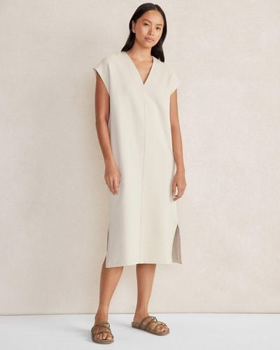 Talbots Organic Cotton French Terry V-neck Dress - Natural