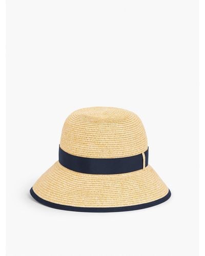 Talbots Bow Detail Backless Floppy Straw Hat - Blue
