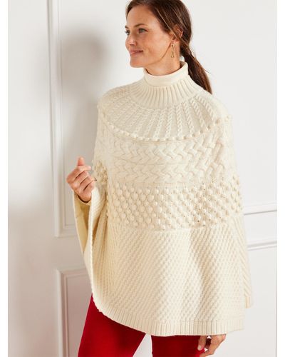 Talbots Plus Exclusive Cable Knit Poncho - Natural