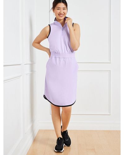 Talbots Lightweight Woven Stretch Half-zip Dress - Purple