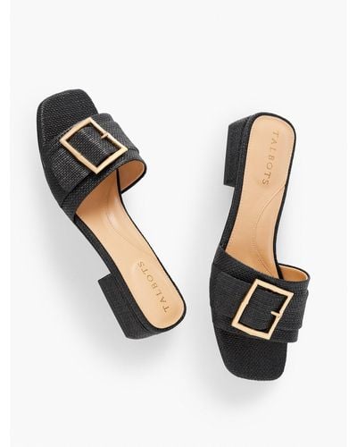 Talbots Viv Shimmer Raffia Slide Sandals - Black